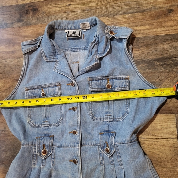 Vintage Bill Blass Sleeveless Denim Buttondown Jumpsuit Romper Size Large - Picture 5 of 8